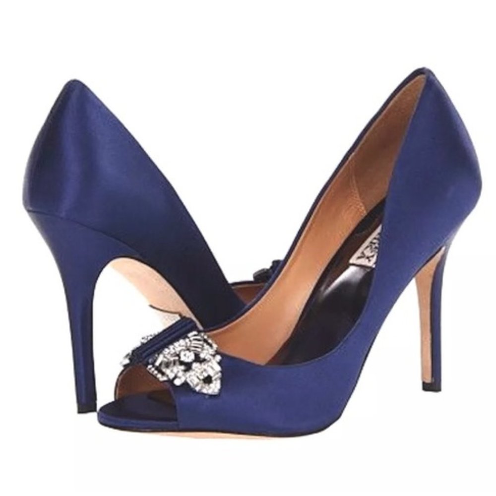 New Badgley Mischka Open Toe Navy/Blue Pumps